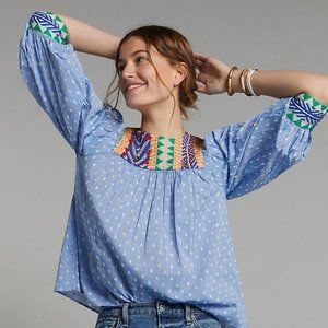 Anthropologie Rhapsody Boho Embroidered Blouse
